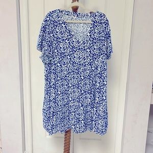 Blue/White Shiaili Plus (3X) Summer Dress